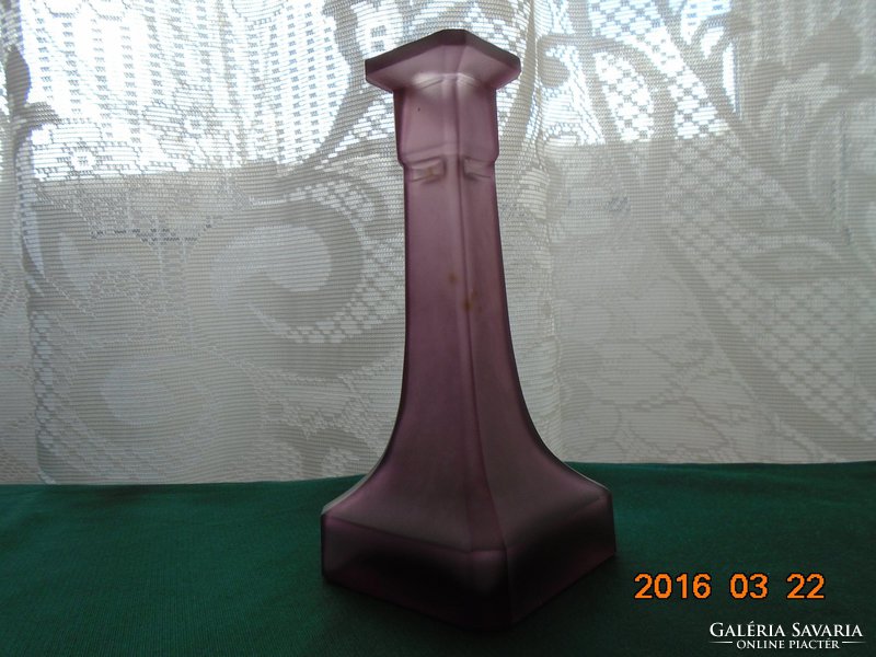 Antique purple faceted rectangular opal glass vase