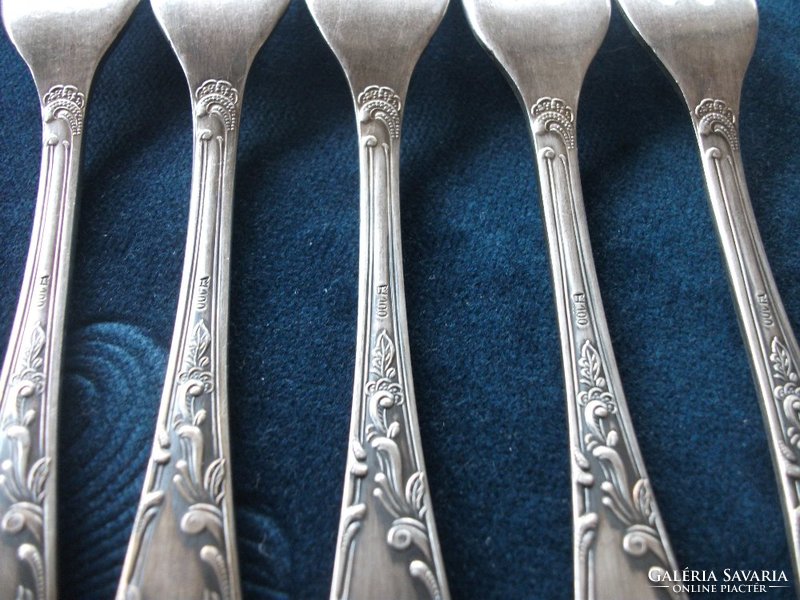 Rococo niello antique silver-plated 100 delicacy cake fork 5 pcs