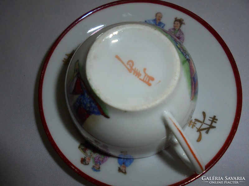 Régi filigrán kínai kávés csésze+alj