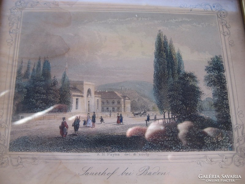 Albert Henry  Payne   Színes rézkarc 1870  Sauerhof in Baden  14 x 11 cm
