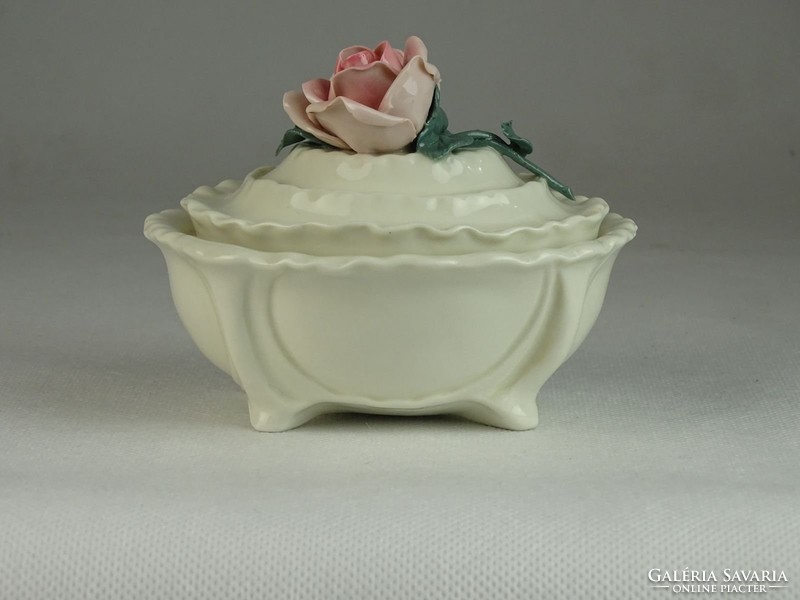 0L729 Régi rózsás ENS porcelán bonbonier