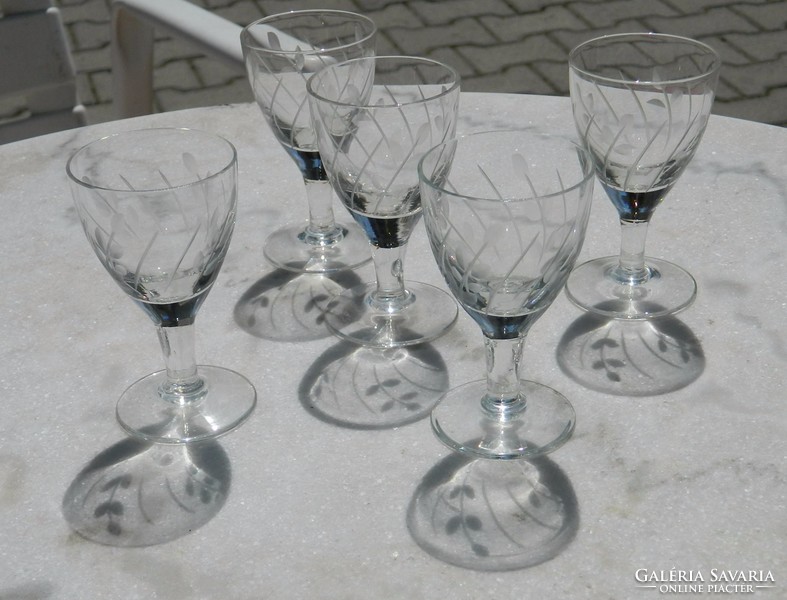 Biedermeier sizzling liqueur stemmed glasses 5 pcs