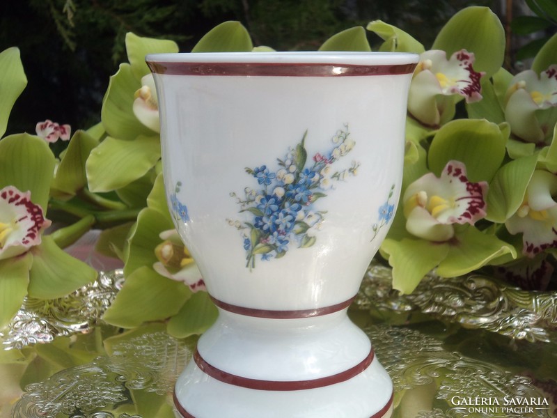 Footed glass with forget-me-not pattern