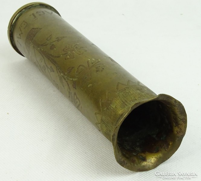 0L690 Régi hadifogoly munka 1933 löveg váza 23 cm