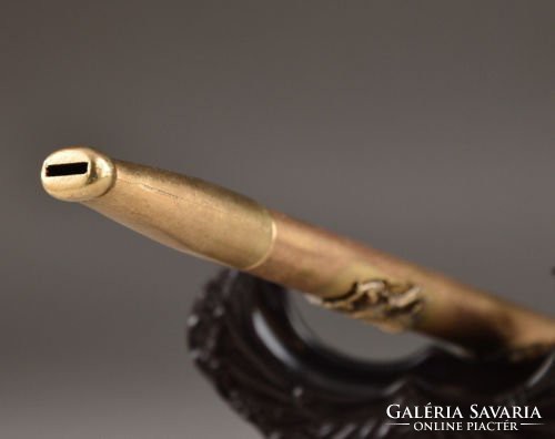 Original copper pipe with Tibetan phoenix motif, opium pipe