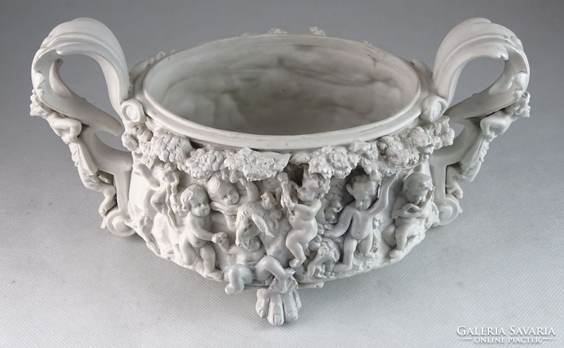 0K232 Faunfejes antik Volkstedter porcelán kaspó
