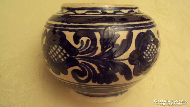 2 pcs. Transylvanian --- original Korund, blue and green patterned, glazed earthenware pot. (Indicated by name)