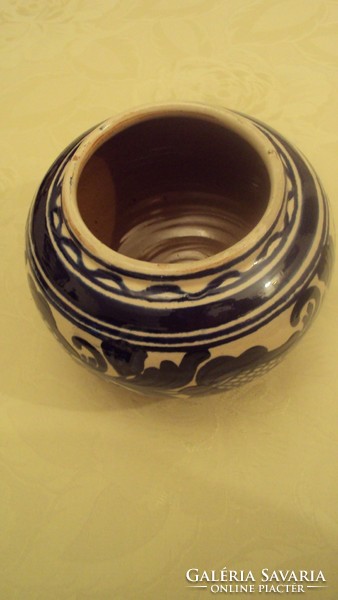 2 pcs. Transylvanian --- original Korund, blue and green patterned, glazed earthenware pot. (Indicated by name)