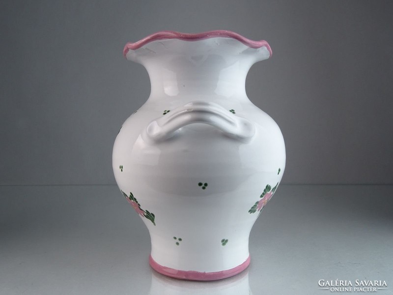 0M386 Nagy méretű fehér kerámia váza 24 cm