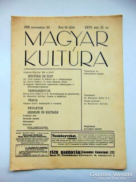 MAGYAR KULTÚRA	1939	november	20