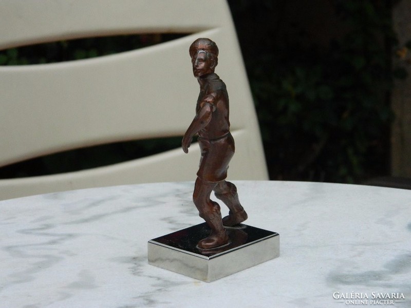Bronzed antique pewter statue: soccer player - soccer player