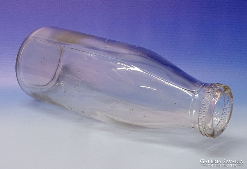0M477 Régi feliratos tejes üveg palack 21 cm