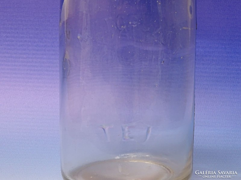 0M478 Régi feliratos tejes üveg palack 21 cm