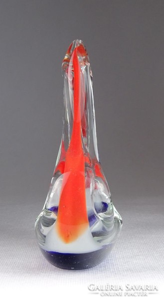 0M694 Madár alakú színezett művészi üveg hamutál