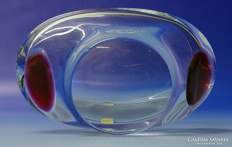 0M875 Jelzett fújtüveg művészi üveg hamutál 10 cm