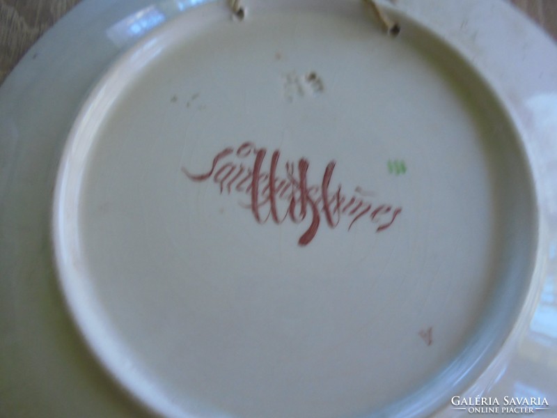 Jelenetes Sarreguemines porcelán fali tányér