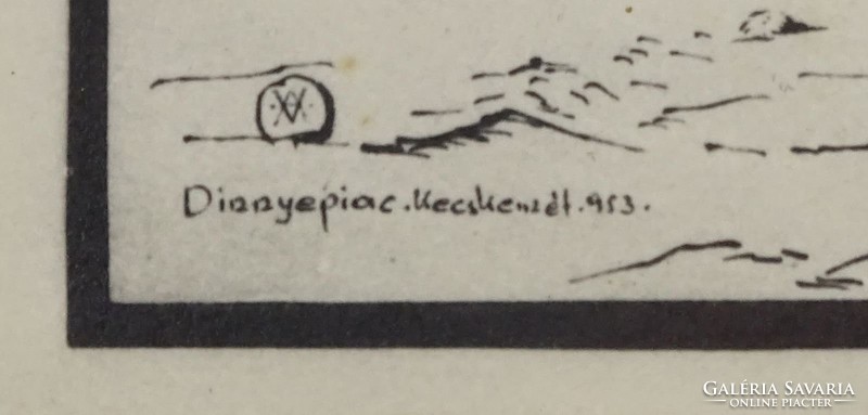 0M584 Jelzett grafika : "Dinnyepiac" 1953