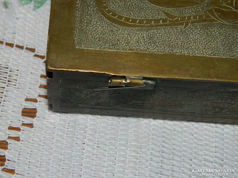 Antique Art Nouveau Copper Lovers Gift Box - Engraved Box