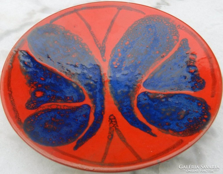 Applied art marked wall ceramic plate - butterfly