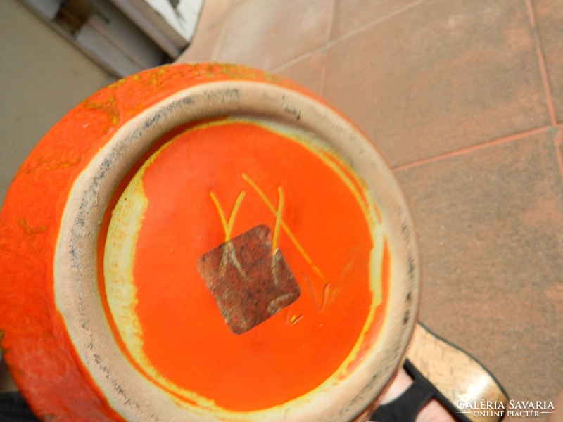 Pocakos tradícionális narancssárga Tófej kerámia váza