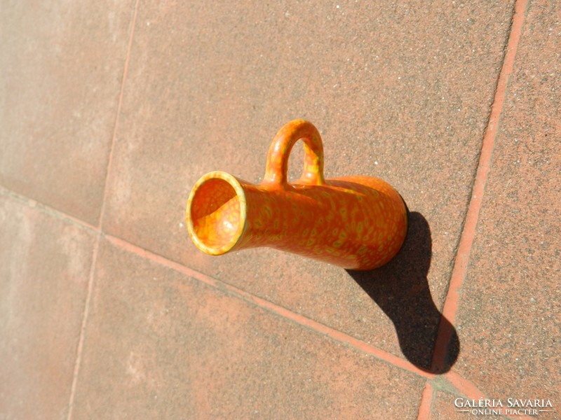 Iparművészeti  narancssárga hordozható gyertyatartó
