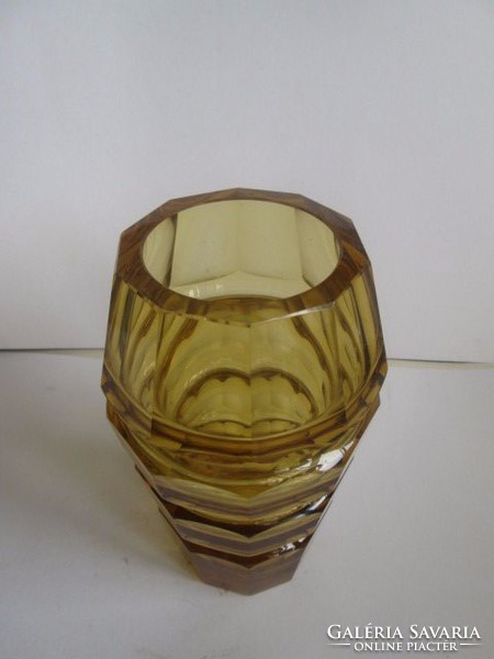 Moser? üveg kristály váza borostán szinben hibátlan 20 cm