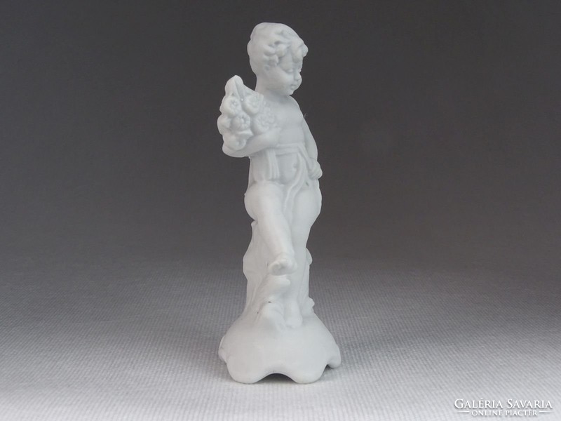 0M658 Régi fehér biszkvit porcelán angyal 12 cm