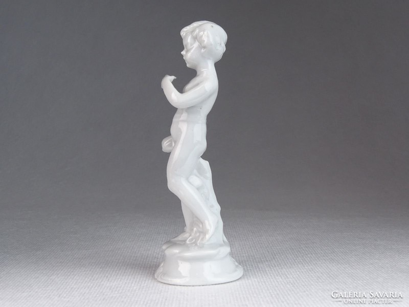 0M661 Régi fehér mázas porcelán angyal 12 cm