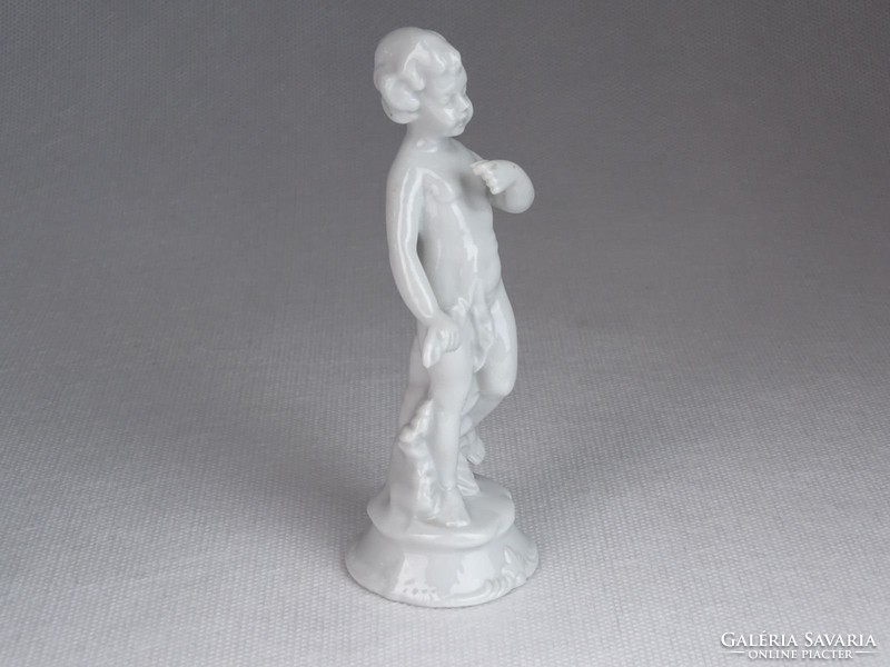 0M661 Régi fehér mázas porcelán angyal 12 cm