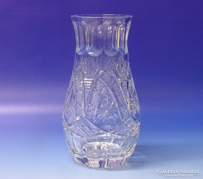 0M704 Régi vastag falú csiszolt üveg váza 19.5 cm