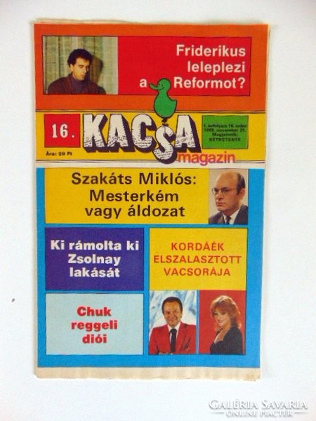 Régi Újság KACSA MAGAZIN	1989	október	21