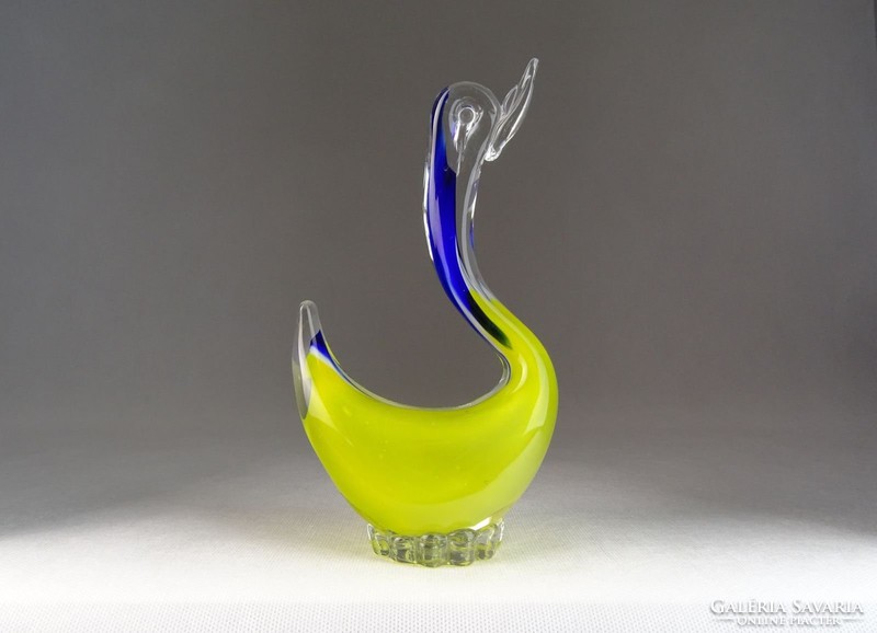 0N023 Színezett sárga üveg madár hattyú 22 cm