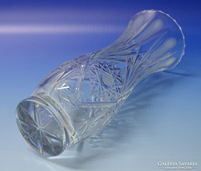 0M854 Hibátlan régi csiszolt üveg váza 25 cm