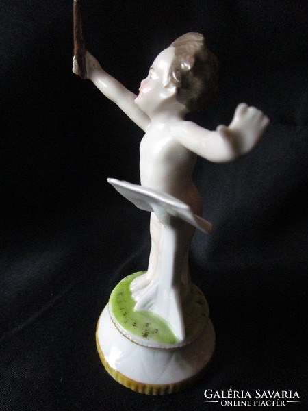 Schaubach art porcelain conductor boy angel putto
