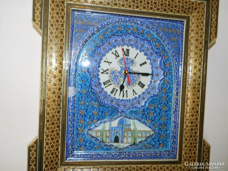 Fire Enamel Shanghai - Taj (Taj - Taj) Mahal - Marquetry Framed Clock