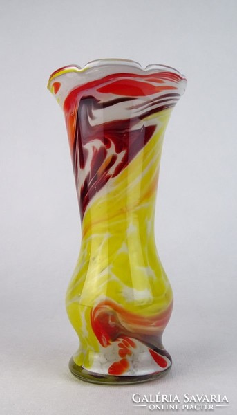 0M703 Régi művészi színezett üveg váza 23.5 cm