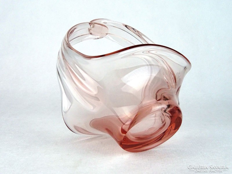 0M767 Formatervezett művészi üveg kosár 19 cm
