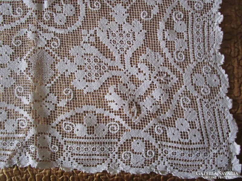 Art Nouveau large lace tablecloth with meticulous Hungarian needlework