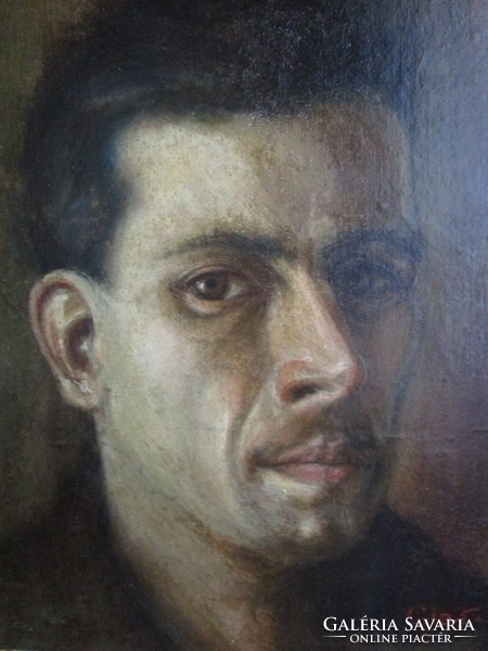Oskar Glatz portrait self-portrait painting marked framed