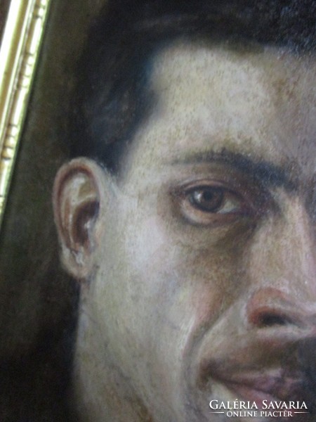 Oskar Glatz portrait self-portrait painting marked framed