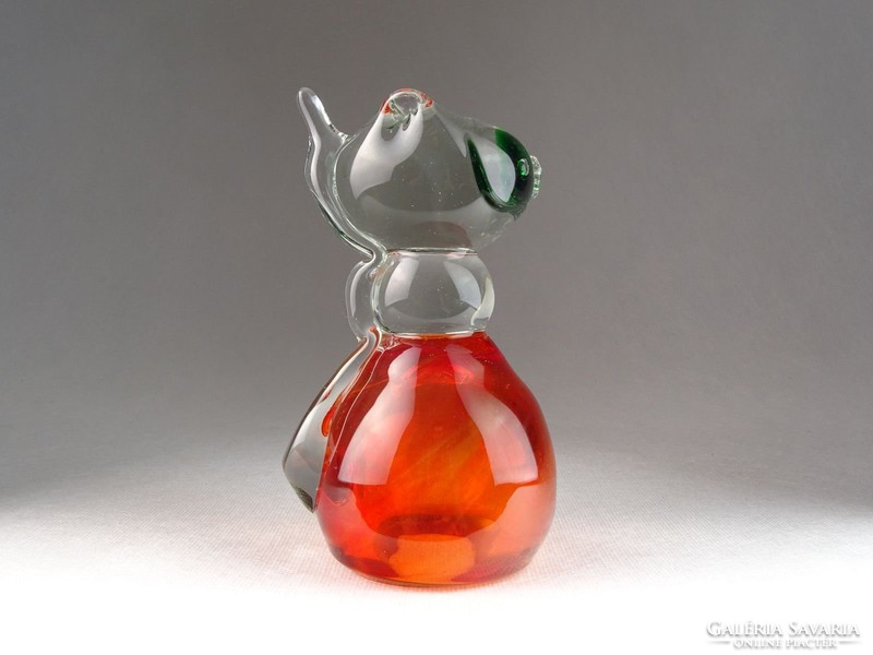 0N029 Régi muránói jellegű üveg cica 15.5 cm