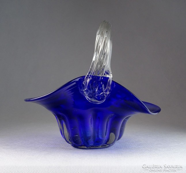 0N037 Régi muránói jellegű üveg kosár 17.5 cm
