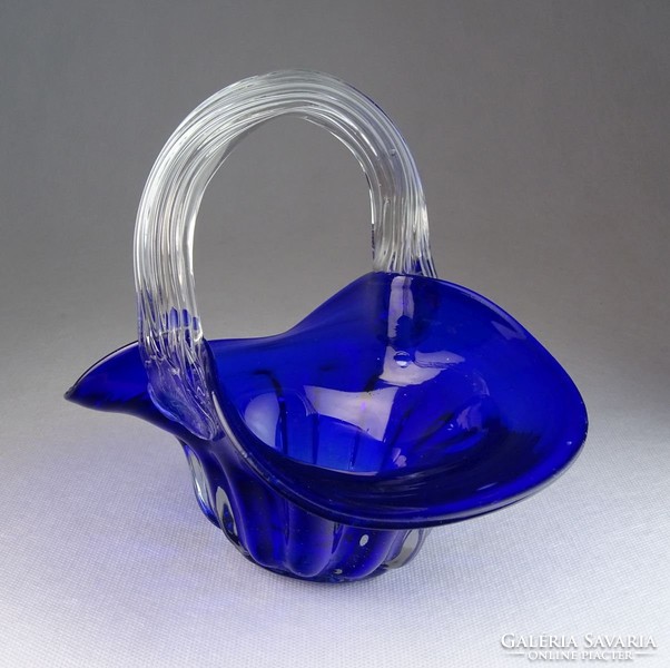 0N037 Régi muránói jellegű üveg kosár 17.5 cm