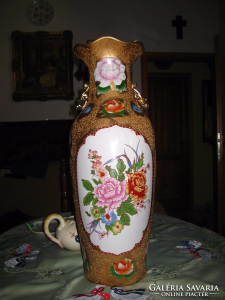 Oriental gold brocade porcelain vase, 60 cm!