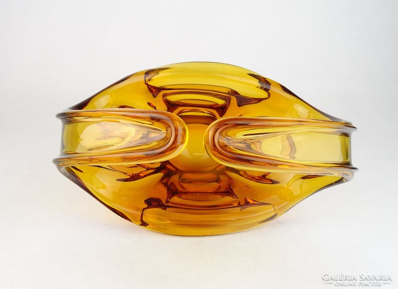 0N046 Fújt üveg BOHEMIA művészi üveg kosár 23 cm