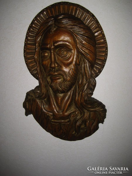 Jesus relief, professional wood carving, signed, 63 x 36 cm