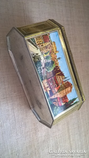 Nürnberg képekkel díszített mézeskalácsos lemez doboz 