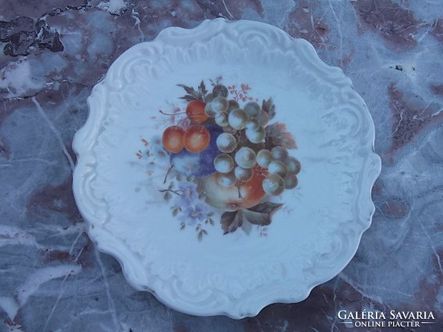 Beautiful fruit motif. Antique cake serving plate
