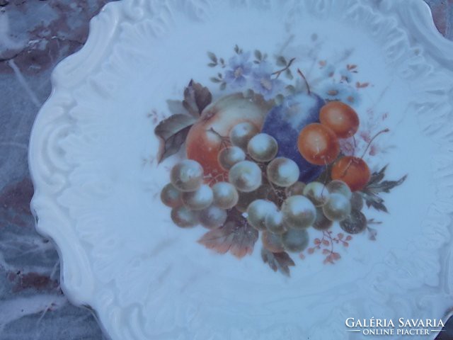 Beautiful fruit motif. Antique cake serving plate