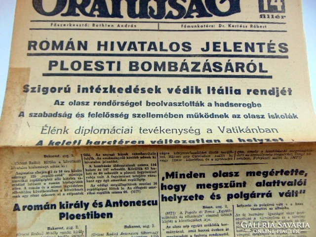 RÉGI ÚJSÁG 8 Órai Újság	1943	augusztus	3